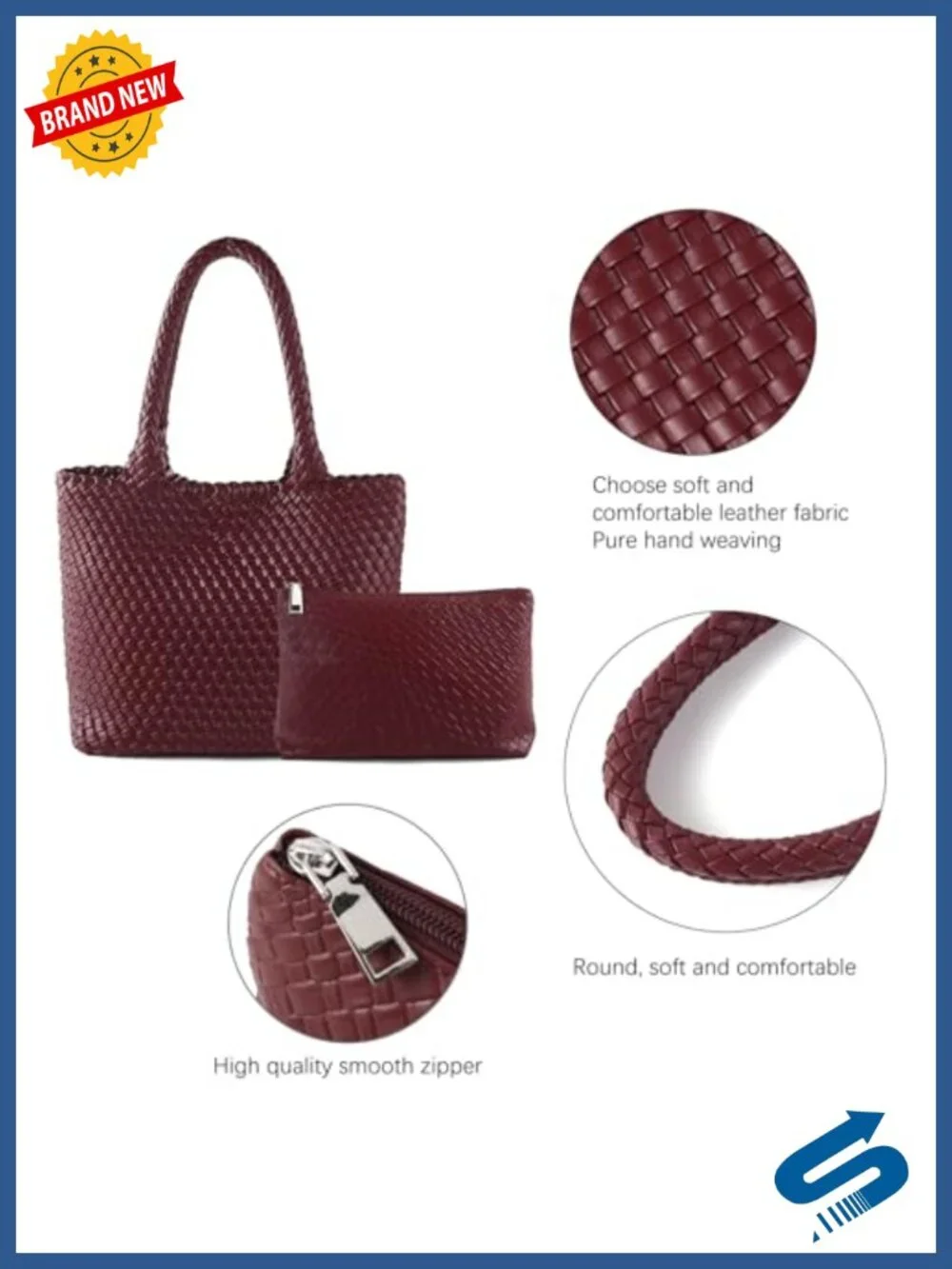 Handwoven Vegan Leather Tote Bag for Women Large Travel Hobo Shoulder Handbag